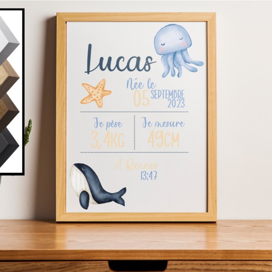 Personalized Birth Frame Whale