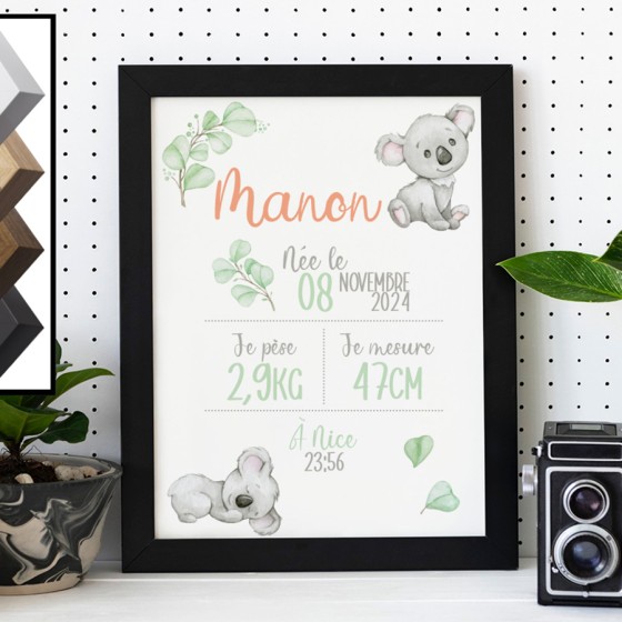 Personalized Birth Frame Koala
