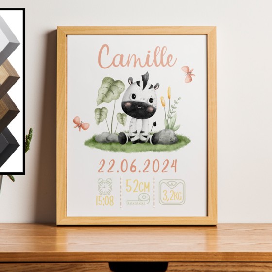 Personalized Birth Frame Zebra