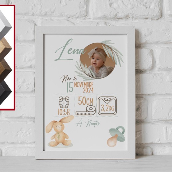 Personalized Birth Frame Bunny