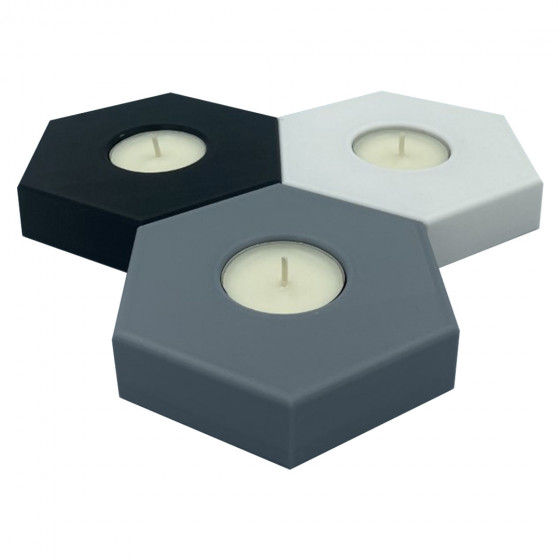 Set of 3 Low Hexagon Candle...